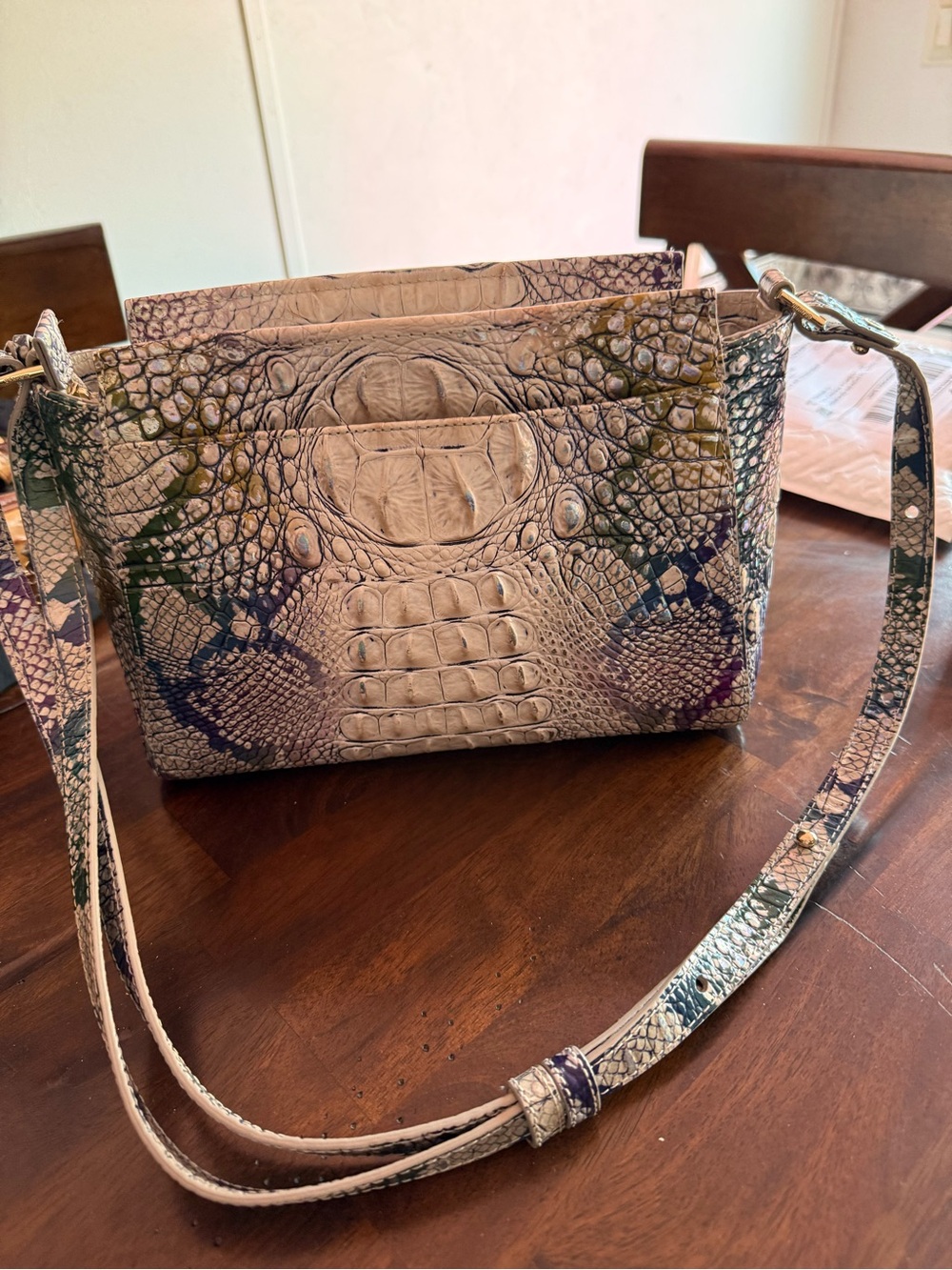 Brahmin Multicolor Croc-Embossed Crossbody Bag
